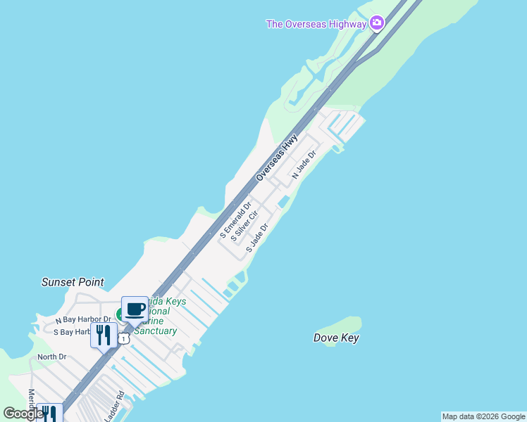 map of restaurants, bars, coffee shops, grocery stores, and more near 803 South Marina Avenue in Key Largo