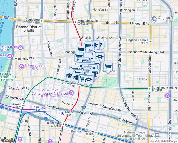 map of restaurants, bars, coffee shops, grocery stores, and more near in 
