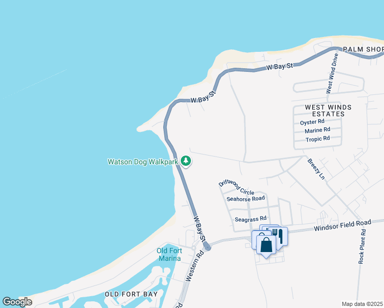 map of restaurants, bars, coffee shops, grocery stores, and more near in Nassau