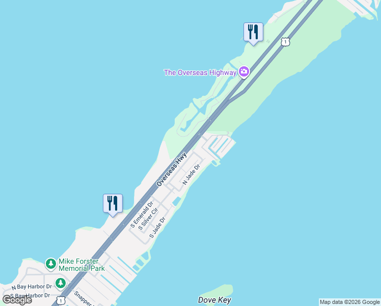 map of restaurants, bars, coffee shops, grocery stores, and more near 600 North Emerald Drive in Key Largo