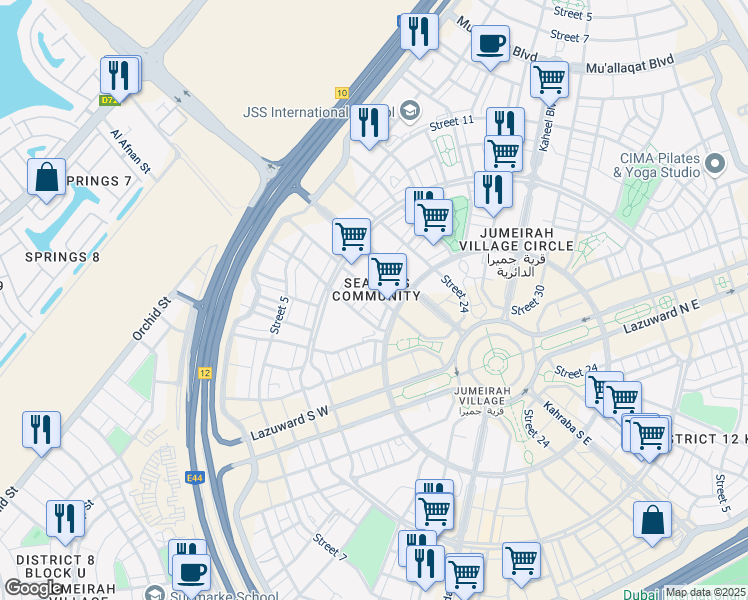 map of restaurants, bars, coffee shops, grocery stores, and more near in Dubai