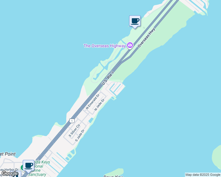 map of restaurants, bars, coffee shops, grocery stores, and more near 215 Humpty Dumpty Drive in Key Largo