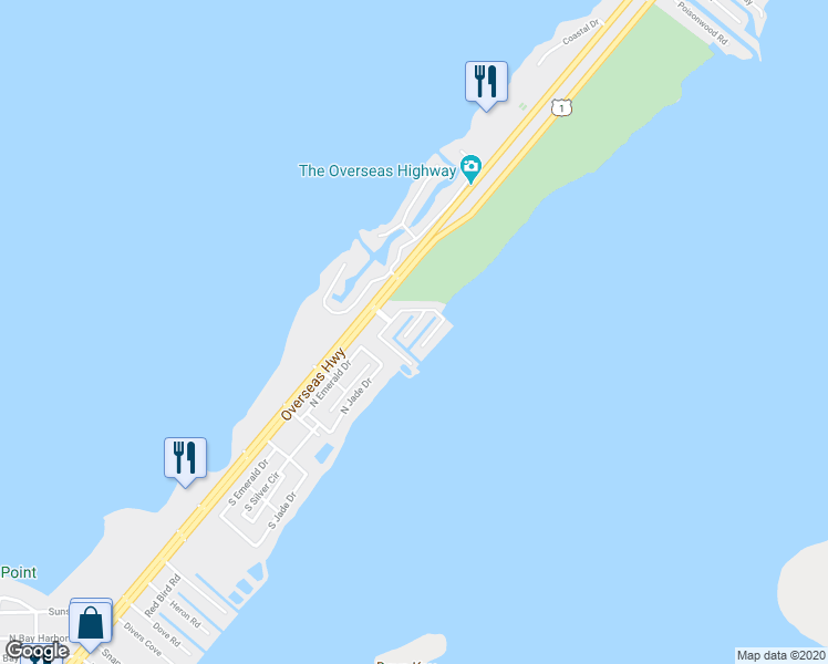 map of restaurants, bars, coffee shops, grocery stores, and more near 215 Humpty Dumpty Drive in Key Largo