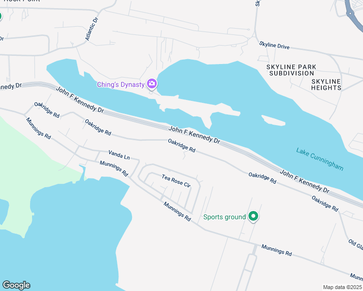 map of restaurants, bars, coffee shops, grocery stores, and more near Oakridge Road in Nassau