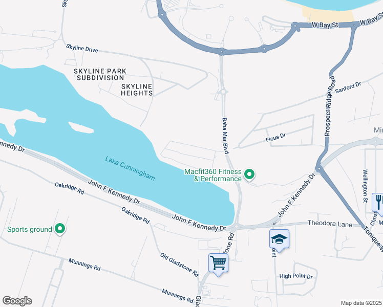 map of restaurants, bars, coffee shops, grocery stores, and more near 1 Baha Mar Boulevard in Nassau
