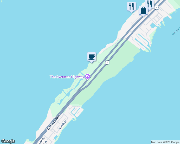 map of restaurants, bars, coffee shops, grocery stores, and more near 97012 Overseas Highway in Key Largo