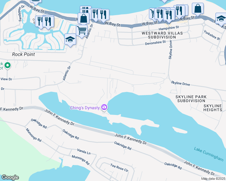 map of restaurants, bars, coffee shops, grocery stores, and more near in Nassau
