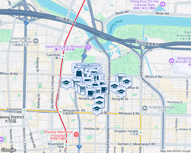 map of restaurants, bars, coffee shops, grocery stores, and more near in 