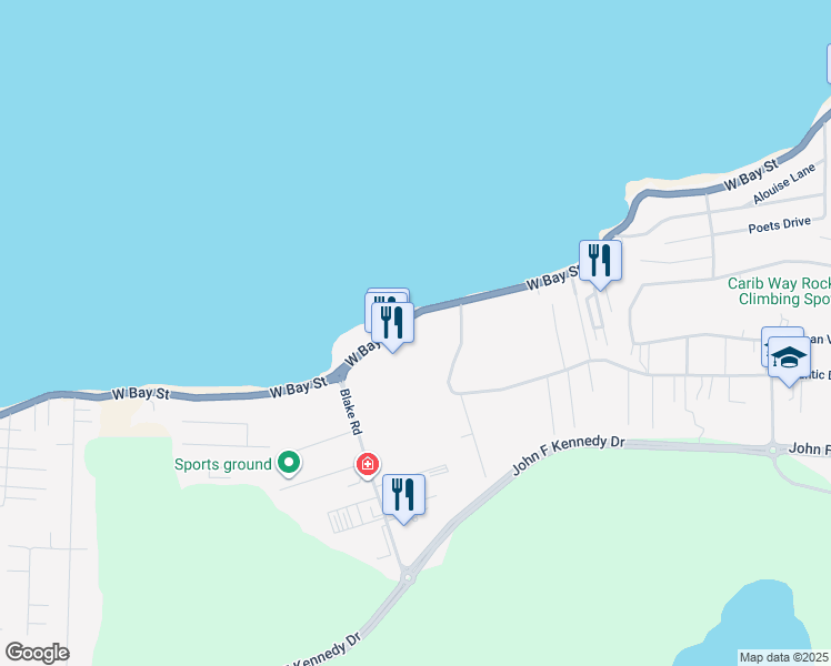 map of restaurants, bars, coffee shops, grocery stores, and more near in Nassau