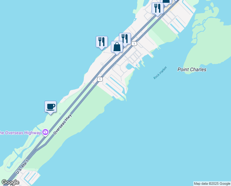map of restaurants, bars, coffee shops, grocery stores, and more near 19 Poisonwood Road in Key Largo