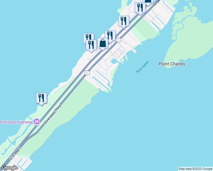 map of restaurants, bars, coffee shops, grocery stores, and more near 19 Poisonwood Road in Key Largo