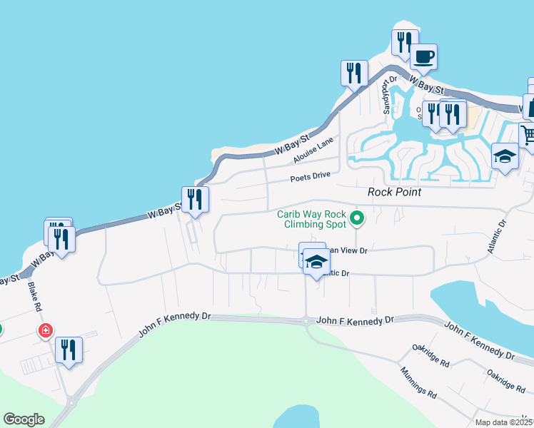 map of restaurants, bars, coffee shops, grocery stores, and more near in Nassau