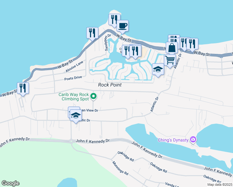 map of restaurants, bars, coffee shops, grocery stores, and more near in Nassau