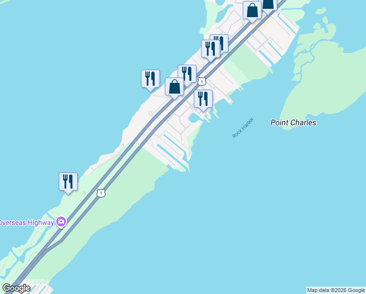 map of restaurants, bars, coffee shops, grocery stores, and more near 112 Coral Way in Key Largo