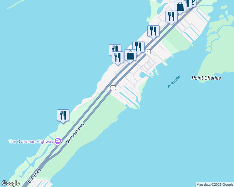 map of restaurants, bars, coffee shops, grocery stores, and more near 19 Poisonwood Road in Key Largo