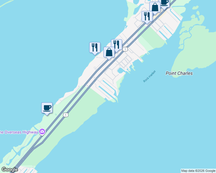 map of restaurants, bars, coffee shops, grocery stores, and more near 41 Ocean Drive in Key Largo