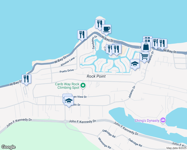 map of restaurants, bars, coffee shops, grocery stores, and more near in Nassau
