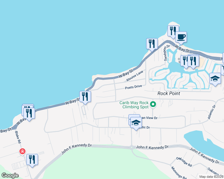 map of restaurants, bars, coffee shops, grocery stores, and more near in Nassau