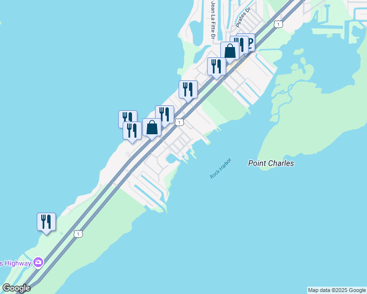 map of restaurants, bars, coffee shops, grocery stores, and more near 31 East 2nd Street in Key Largo