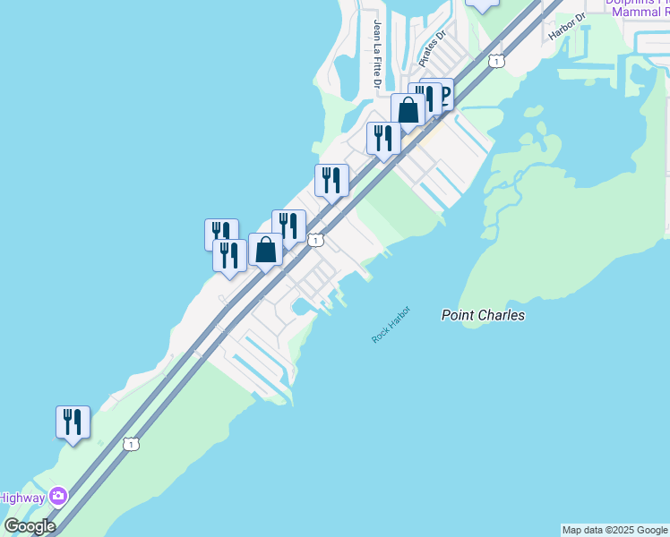 map of restaurants, bars, coffee shops, grocery stores, and more near 31 East 2nd Street in Key Largo