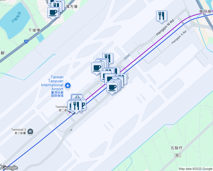 map of restaurants, bars, coffee shops, grocery stores, and more near 15號 Hangzhan South Road in Dayuan District