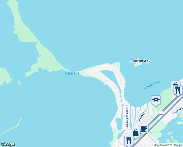 map of restaurants, bars, coffee shops, grocery stores, and more near 71 North Bounty Lane in Key Largo