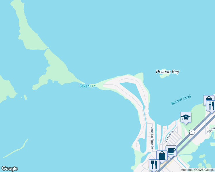 map of restaurants, bars, coffee shops, grocery stores, and more near 71 North Bounty Lane in Key Largo