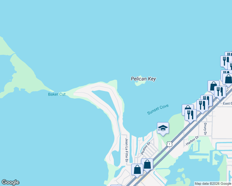 map of restaurants, bars, coffee shops, grocery stores, and more near 37 Mutiny Place in Key Largo