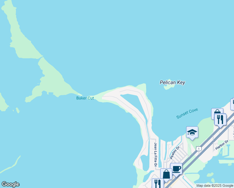 map of restaurants, bars, coffee shops, grocery stores, and more near 90 Mutiny Place in Key Largo