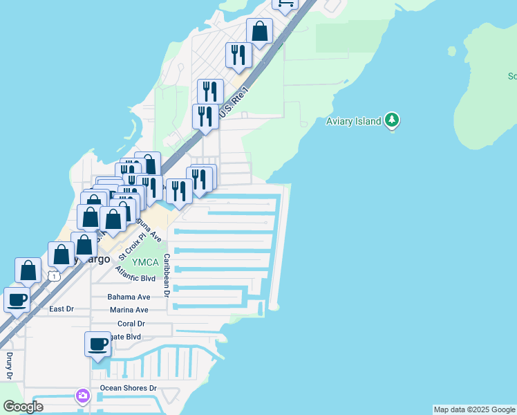 map of restaurants, bars, coffee shops, grocery stores, and more near 472 Bahia Avenue in Key Largo