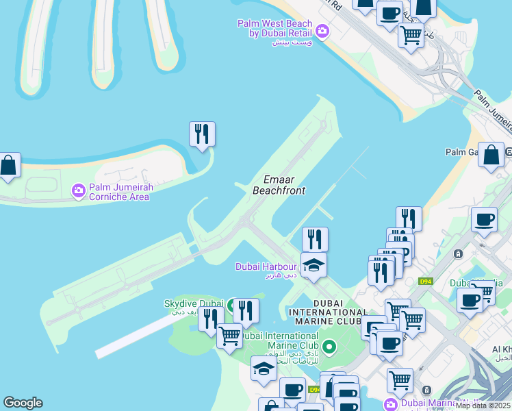 map of restaurants, bars, coffee shops, grocery stores, and more near in Dubai