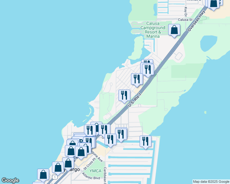 map of restaurants, bars, coffee shops, grocery stores, and more near 37 Florida Drive in Key Largo