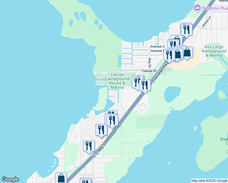 map of restaurants, bars, coffee shops, grocery stores, and more near 13 Harbor Drive in Key Largo