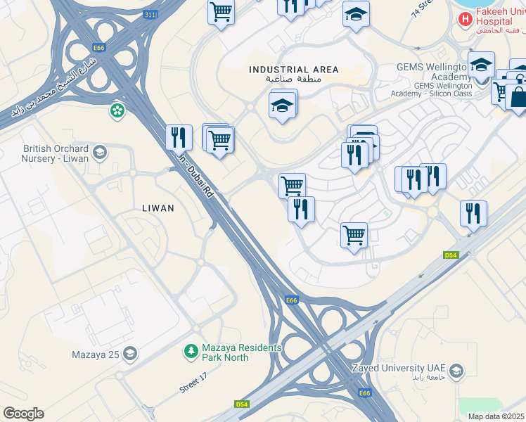 map of restaurants, bars, coffee shops, grocery stores, and more near in Dubai