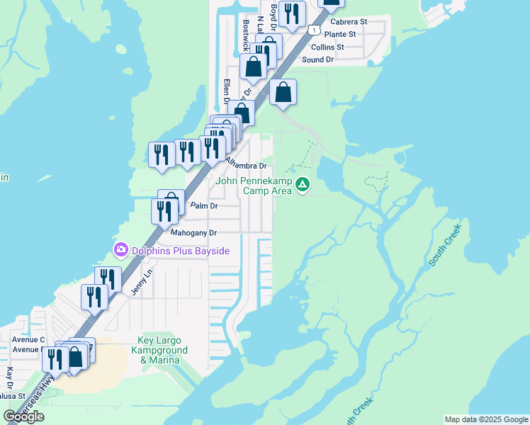 map of restaurants, bars, coffee shops, grocery stores, and more near 979-989 Gibraltar Rd in Key Largo