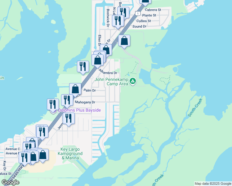 map of restaurants, bars, coffee shops, grocery stores, and more near 979-989 Gibraltar Rd in Key Largo