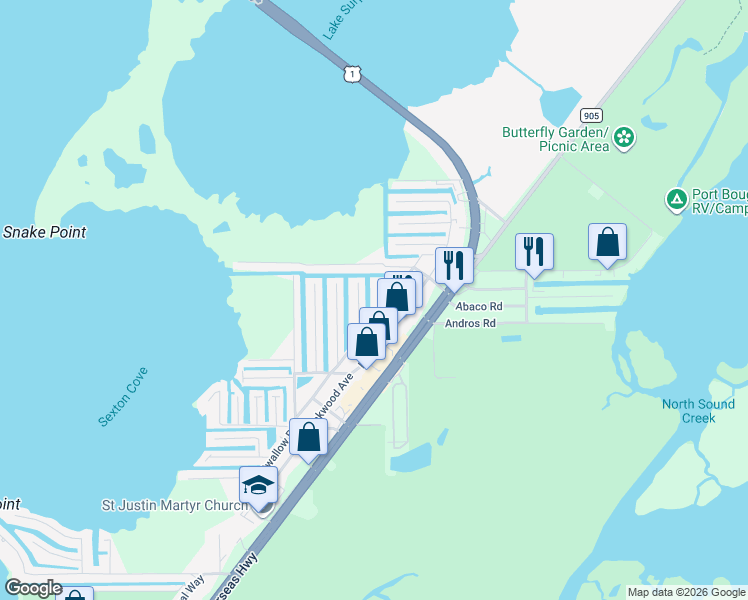 map of restaurants, bars, coffee shops, grocery stores, and more near 249 Upper Matecumbe Road in Key Largo