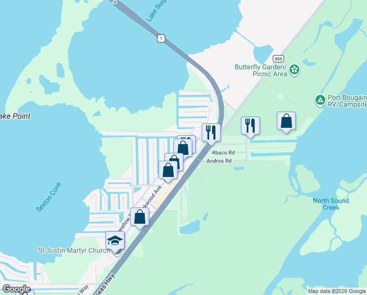 map of restaurants, bars, coffee shops, grocery stores, and more near 951 Plantation Road in Key Largo