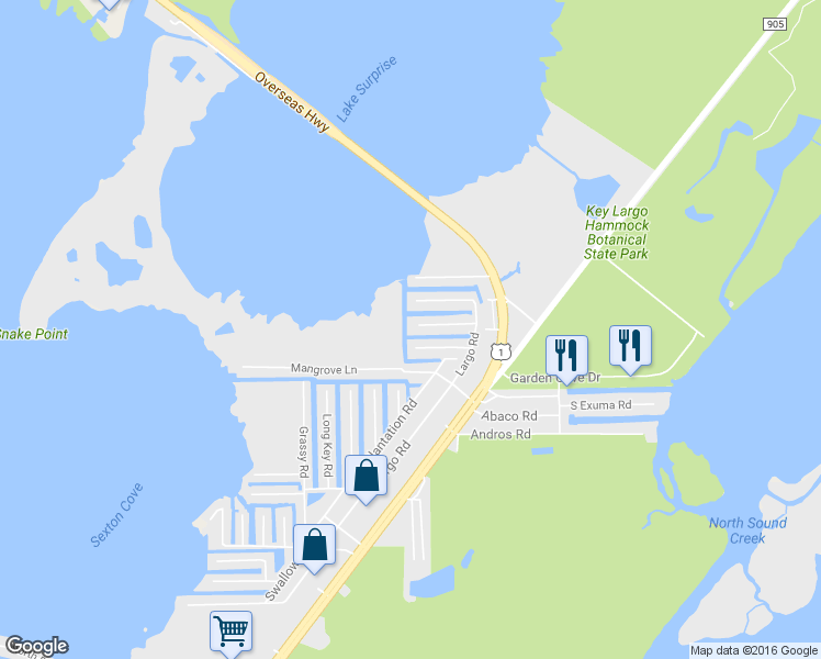 map of restaurants, bars, coffee shops, grocery stores, and more near 469 Bahia Honda Road in Key Largo