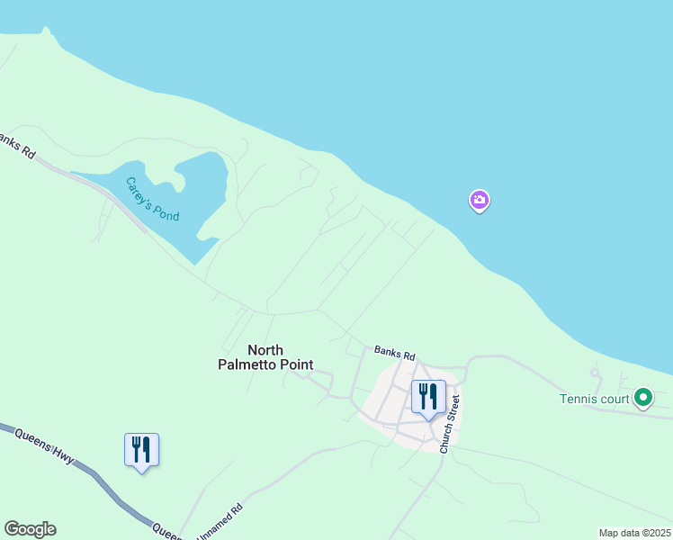 map of restaurants, bars, coffee shops, grocery stores, and more near Banks Road in North Palmetto Point