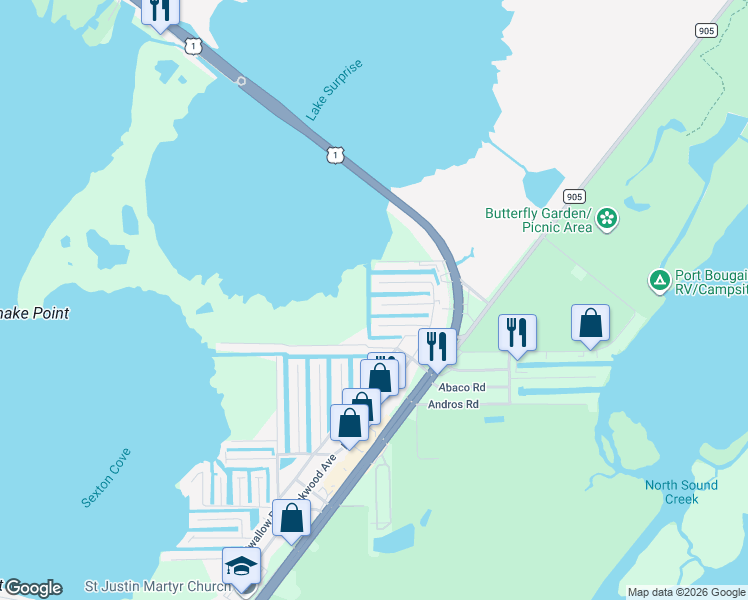 map of restaurants, bars, coffee shops, grocery stores, and more near 469 Bahia Honda Road in Key Largo