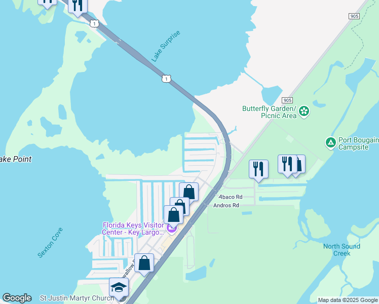 map of restaurants, bars, coffee shops, grocery stores, and more near 469 Bahia Honda Road in Key Largo