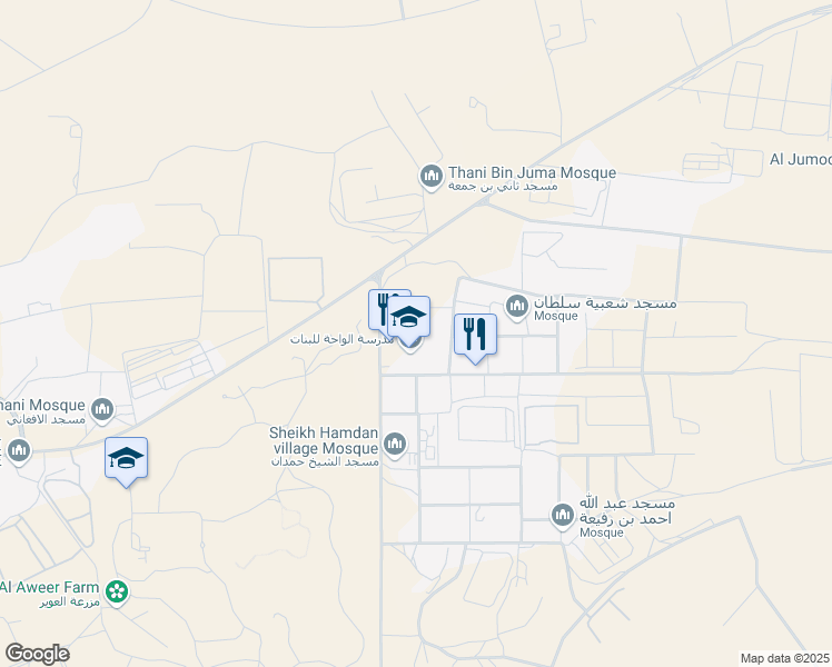 map of restaurants, bars, coffee shops, grocery stores, and more near in Al Awir