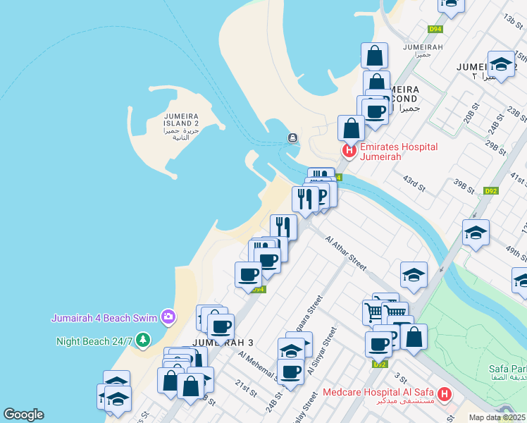 map of restaurants, bars, coffee shops, grocery stores, and more near in Dubai