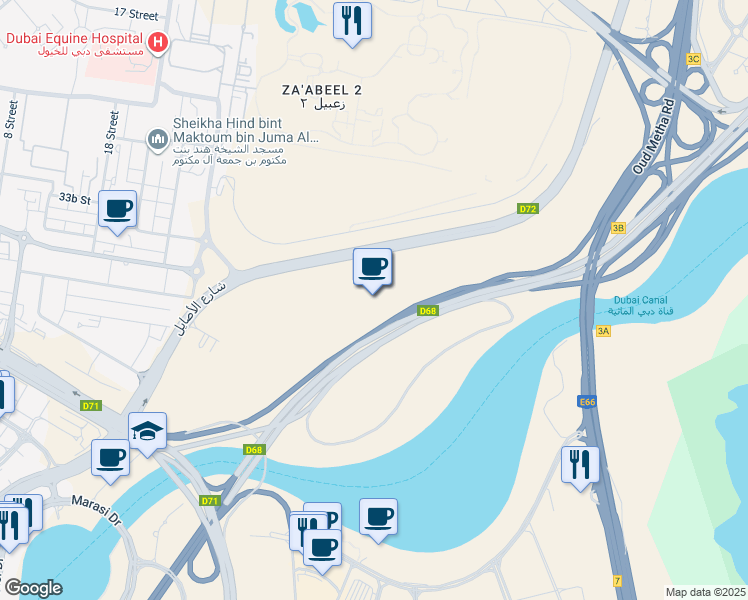 map of restaurants, bars, coffee shops, grocery stores, and more near in Dubai