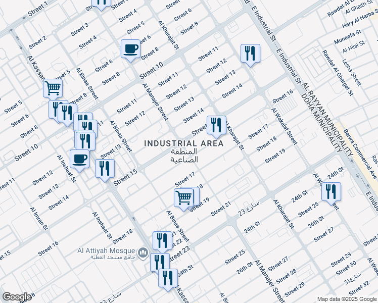 map of restaurants, bars, coffee shops, grocery stores, and more near in Ar-Rayyan