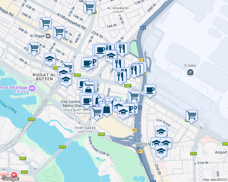 map of restaurants, bars, coffee shops, grocery stores, and more near in Dubai