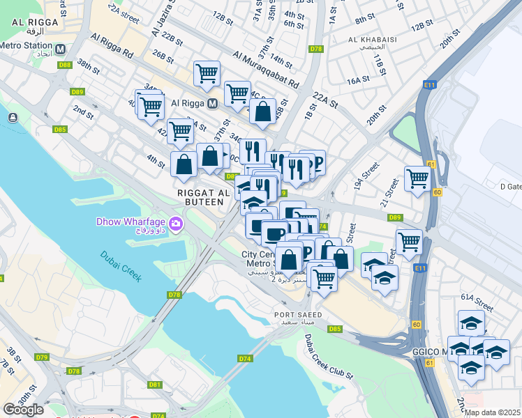 map of restaurants, bars, coffee shops, grocery stores, and more near in Dubai