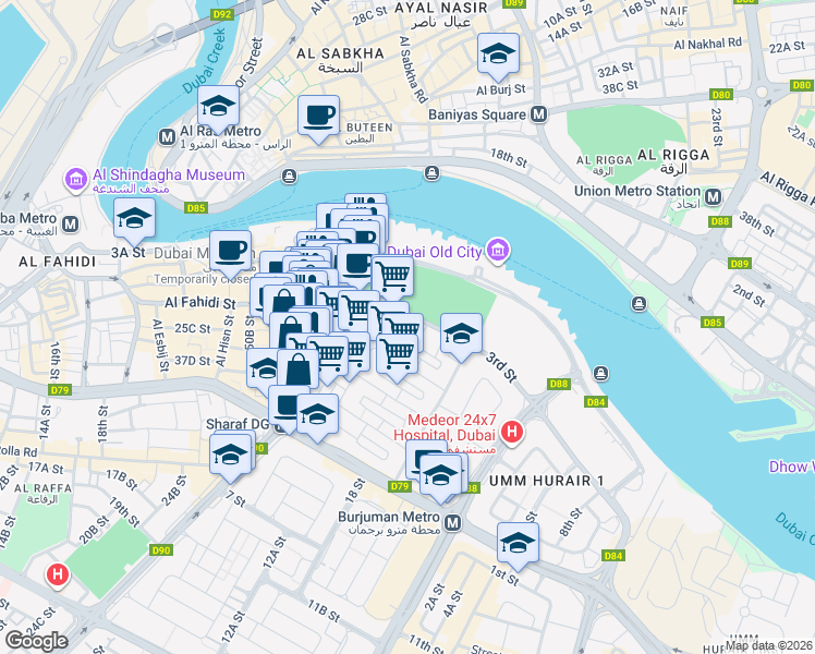 map of restaurants, bars, coffee shops, grocery stores, and more near in Dubai