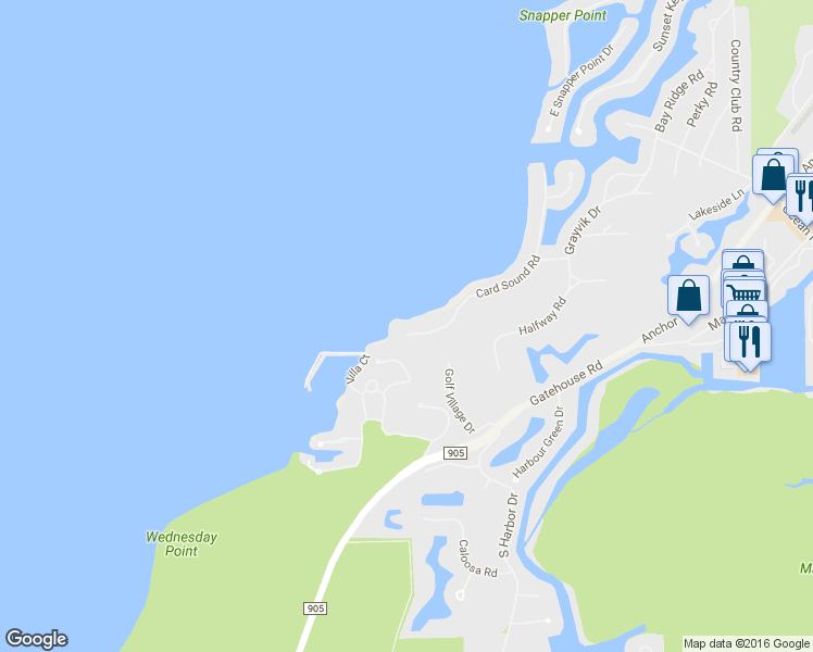 map of restaurants, bars, coffee shops, grocery stores, and more near 45 Card Sound Road in Key Largo